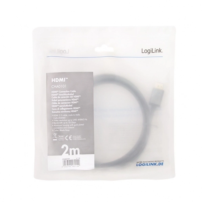 Kábel HDMI 4K/60Hz hliníkový 2m čierny