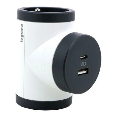 Otočný adaptér s 2 zásuvkami a USB AC-B/C