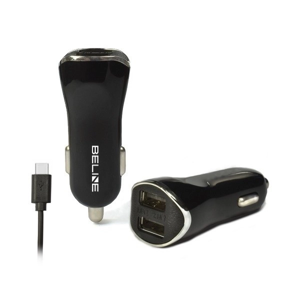 Čierna nabíjačka do auta 2xUSB + USB-C