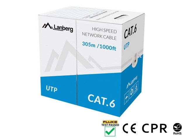Sivý UTP kábel Kat.6 CU 305 m