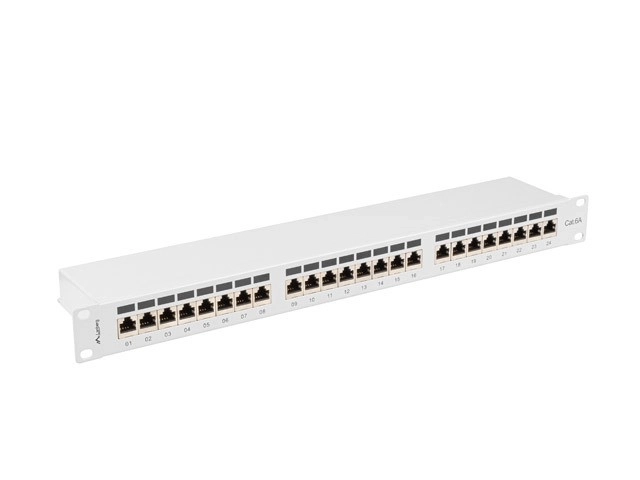 Patch panel 24 portov 1U KAT6A šedý