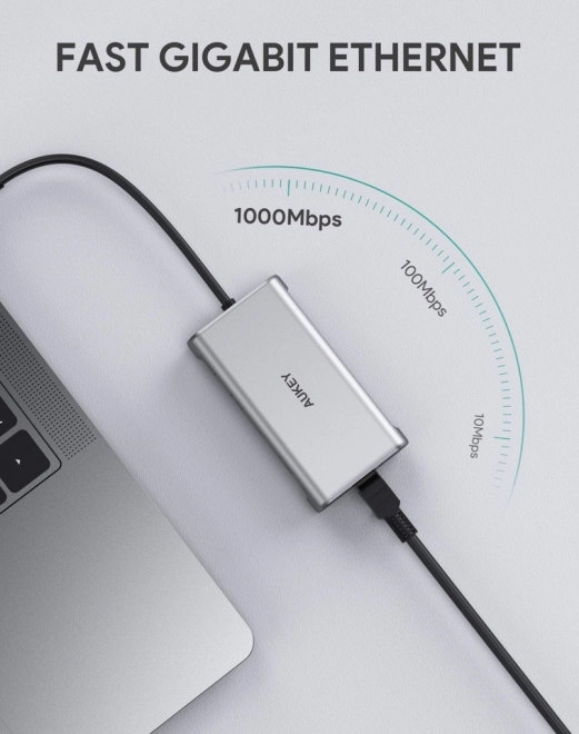 Aukey hliníkový USB-C hub 8v1