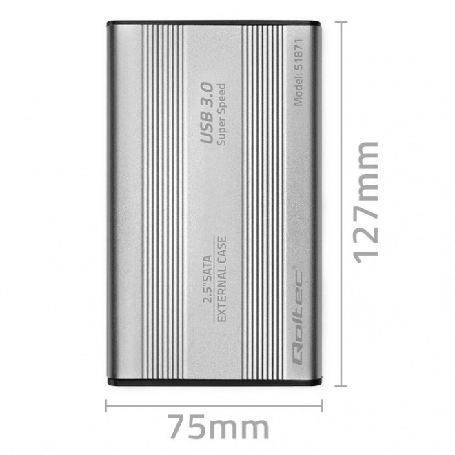 Strieborné puzdro na disky HDD SSD 2.5" SATA3 USB 3.0