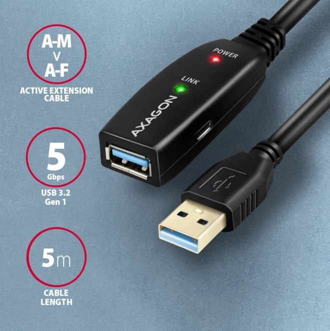 Aktívny USB 3.0 predlžovací kábel s posilňovačom 5m