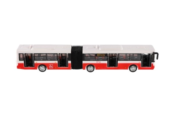 Česky hovoriaci plastový autobus 36 cm červený obojstranný na batérie. 40x10x7,5cm