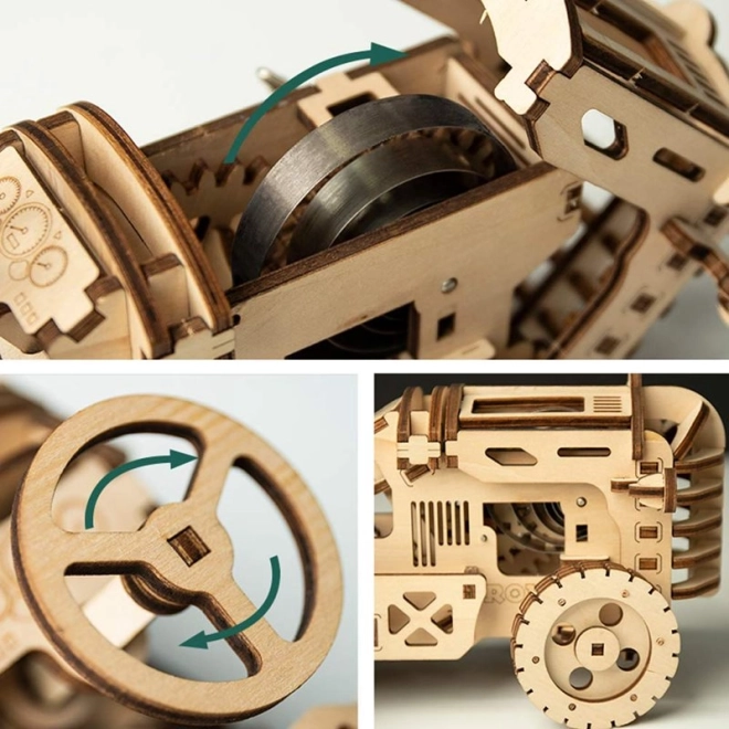 RoboTime 3D drevené mechanické puzzle Traktor