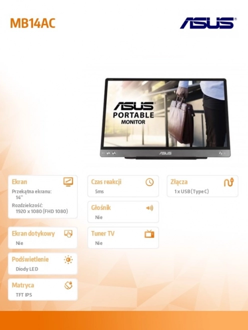 Prenosný monitor IPS FHD USB-C 14 palcov