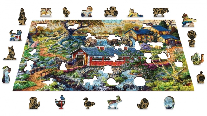 Drevené puzzle vidiecke mosty 2v1