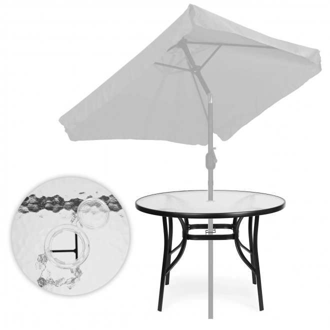 Okrúhly záhradný stôl 80 cm s otvorom na slnečník