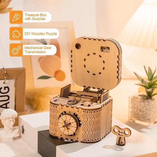 RoboTime 3D drevené mechanické puzzle Šperkovnica