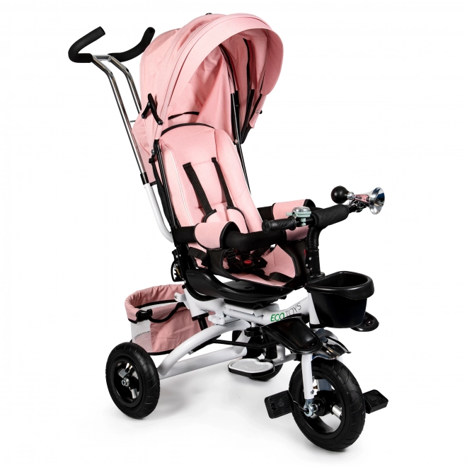 Otočná trojkolka 360° Pink Delux so strieškou