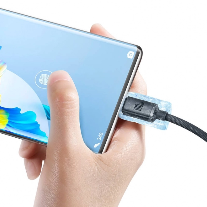 Baseus Crystal Shine kábel USB na USB-C 100W 2m čierny