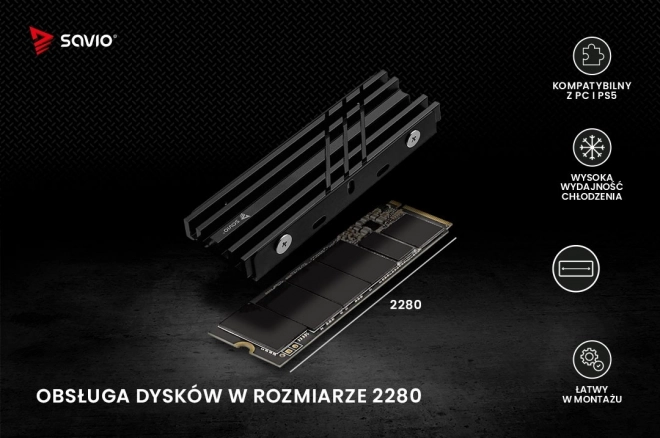 Chladič pre M.2 NVMe 2280 disky Savio