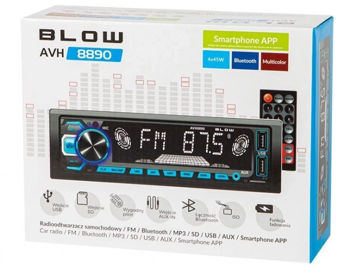 Autorádio Blow Bluetooth s USB SD a farebným displejom