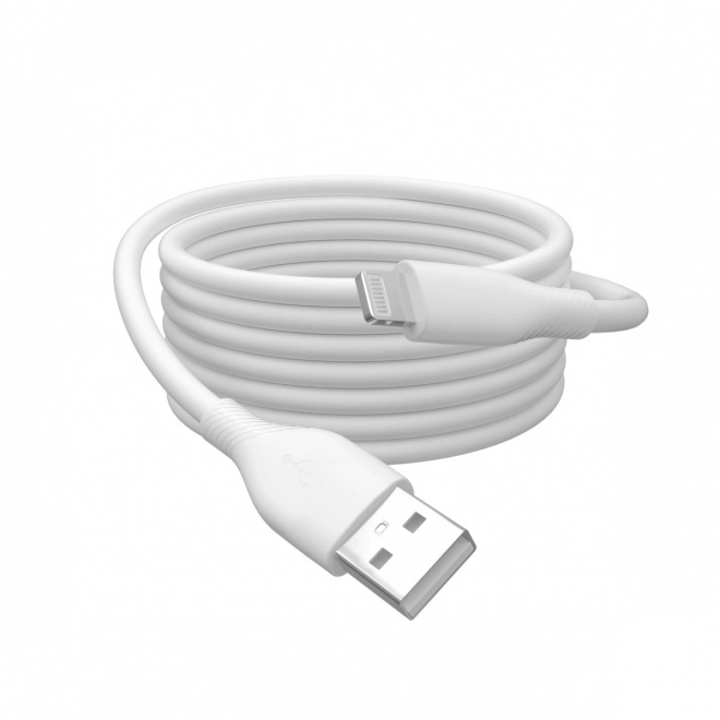 Silikónový USB-A na Lightning kábel, certifikovaný MFI, 2m Biela