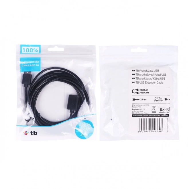 USB predlžovací kábel 1.8 m čierny