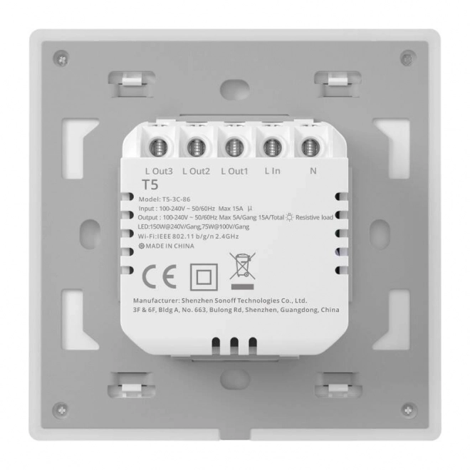 Sonoff TX T5 3C inteligentný dotykový nástenný vypínač