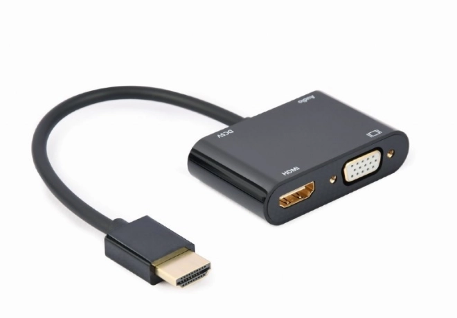 Adaptér HDMI na HDMI a VGA s audiom a napájaním