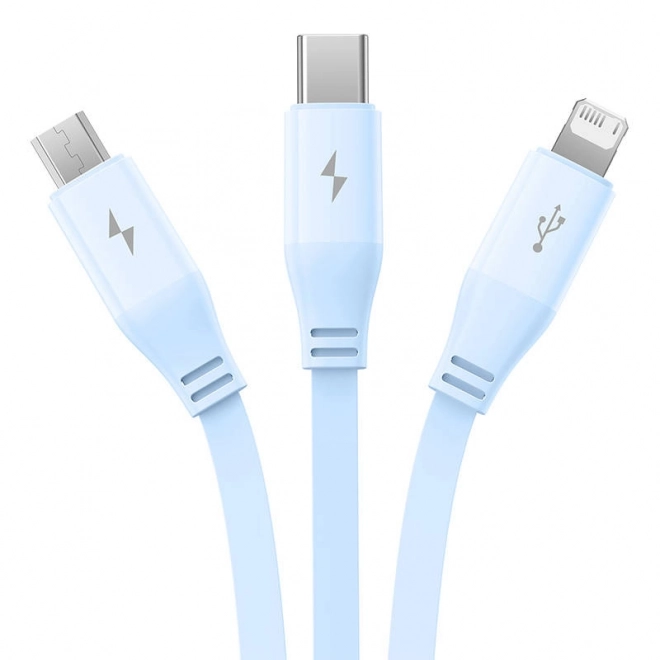 Nabíjací kábel 3v1 Baseus USB-C, USB-M, Lightning 3,5A 1,1m Modrý