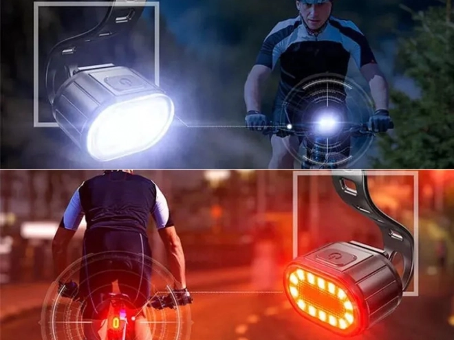 Silné LED predné a zadné svetlá na bicykel USB