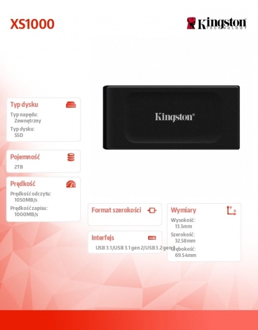Externý SSD disk Kingston XS1000 2TB USB 3.2