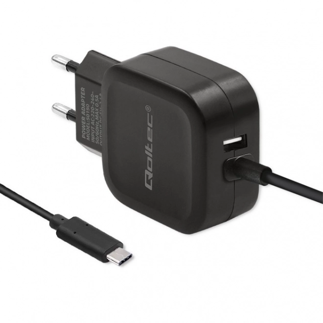 Nabíjačka Qoltec 17W s USB a USB typu C