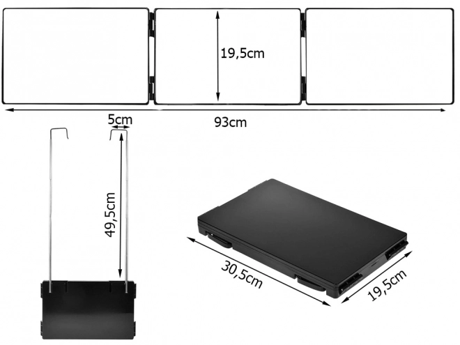 Závesné trojdielne skladacie kozmetické zrkadlo