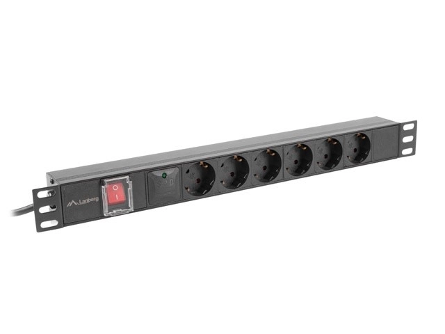 Zásuvková lišta rack PDU 19 palcov 1U 16A 6x230V schuko 2m čierna