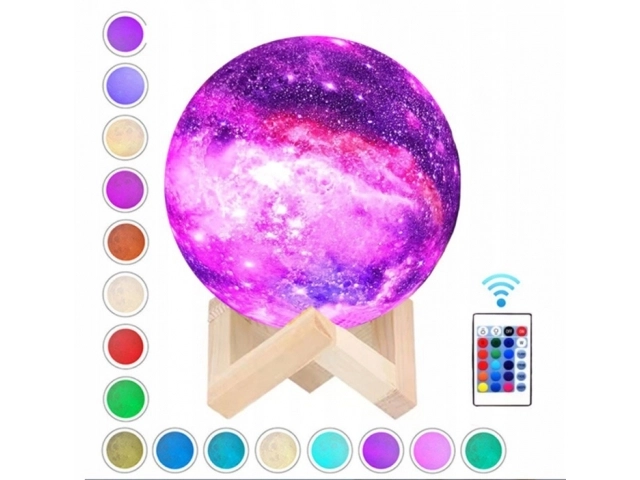 Nočná lampa GALAXY 3D s farebným podsvietením RGB + diaľkové ovládanie