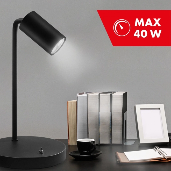 Stolná lampa GU10 s vypínačom Maclean čierna okrúhla