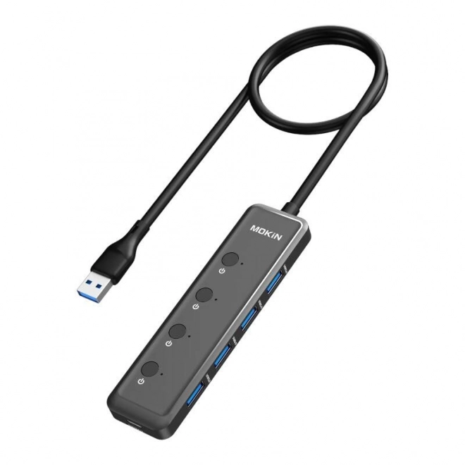 USB Hub 5 v 1 MOKiN s 4x USB-A a 1x USB-C (čierny)