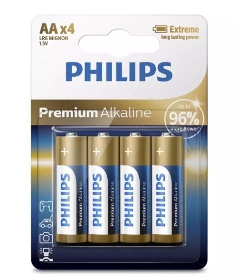 Alkalické batérie AA Philips - sada 4 kusy