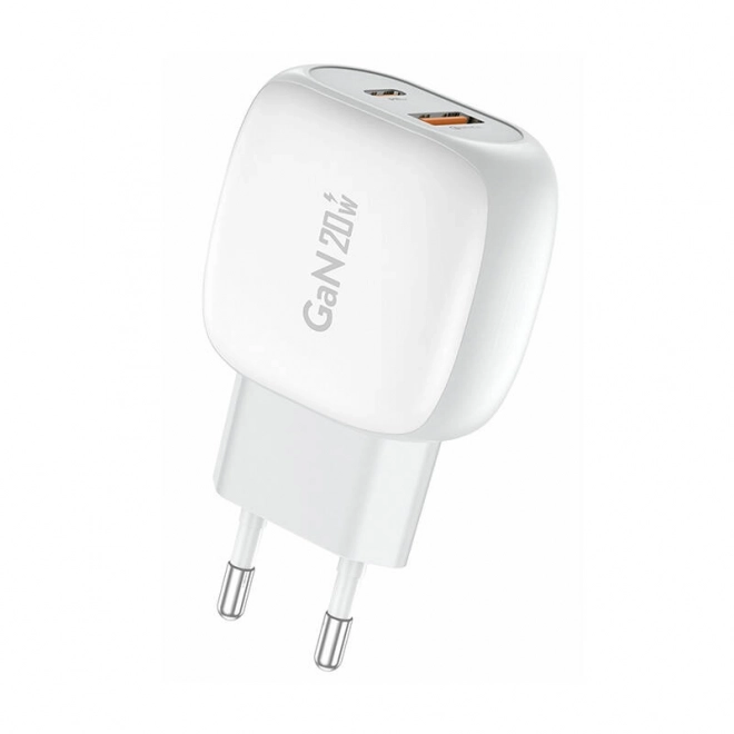 Sieťová nabíjačka Foneng 20W USB-C + USB-A biela