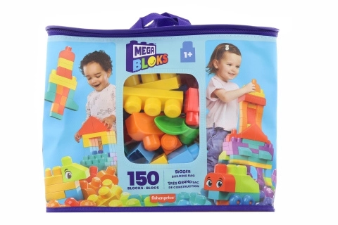 Mega Blocks Extra veľké vrecko blokov - modré (150 kusov)