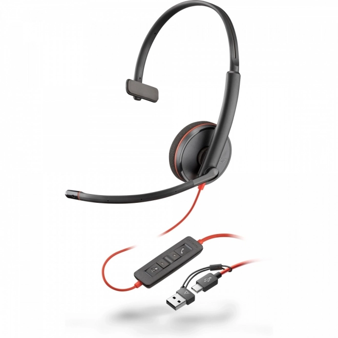 Jednouchá súprava Blackwire 3210 s USB-C a USB-C/A adaptérom