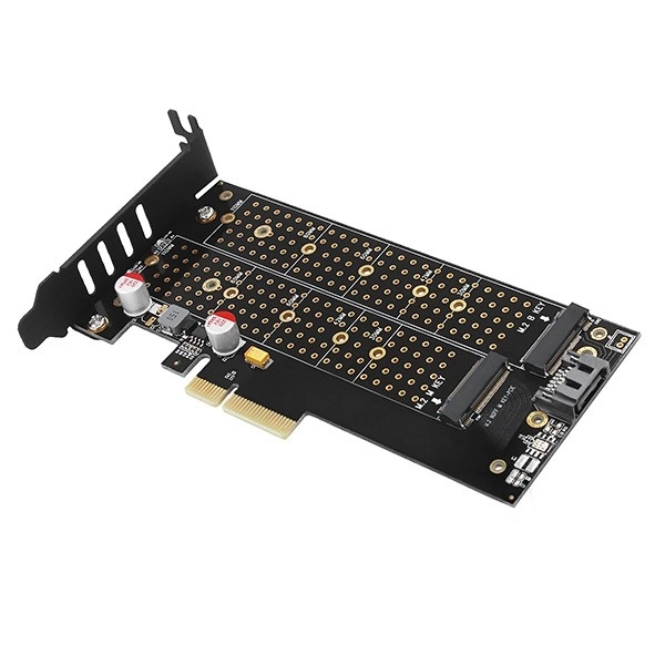 Adaptér PCIe na pripojenie diskov SSD M.2 NVMe a SATA