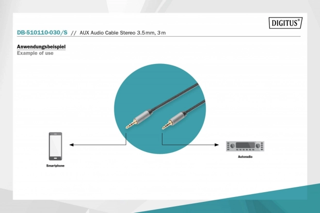 Audio kábel MiniJack Stereo 3,5mm/3,5mm, 3m nylon