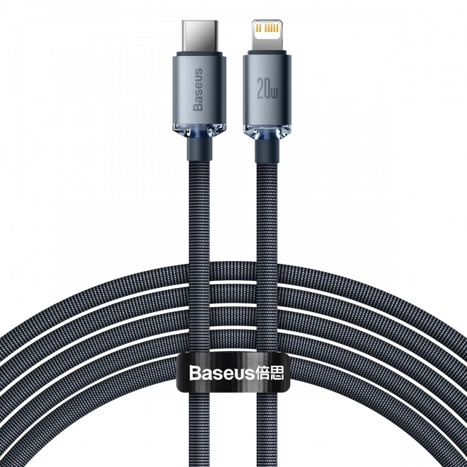 Kabel Baseus Crystal Shine USB-C na Lightning 20 W 2 m Čierny