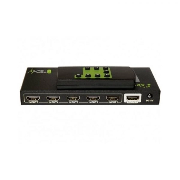 HDMI prepínač 5/1 s diaľkovým ovládaním, 4K2K 3D, čierny