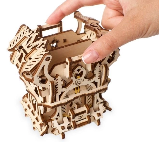 Ugears 3D drevené mechanické puzzle - krabička na karty