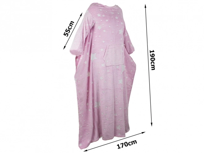 Deka s rukávmi fleece teplá mikina župan neon – Ružová