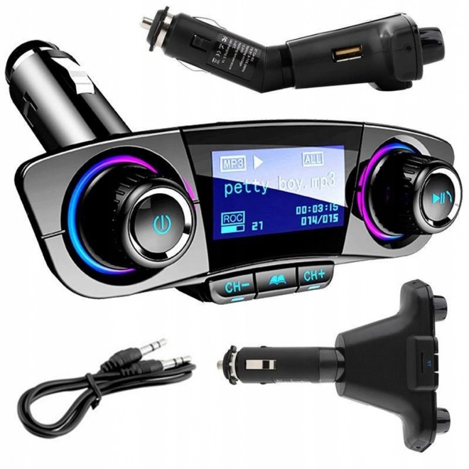 Multifunkčný FM Bluetooth USB 5.0 Transmiter 8v1