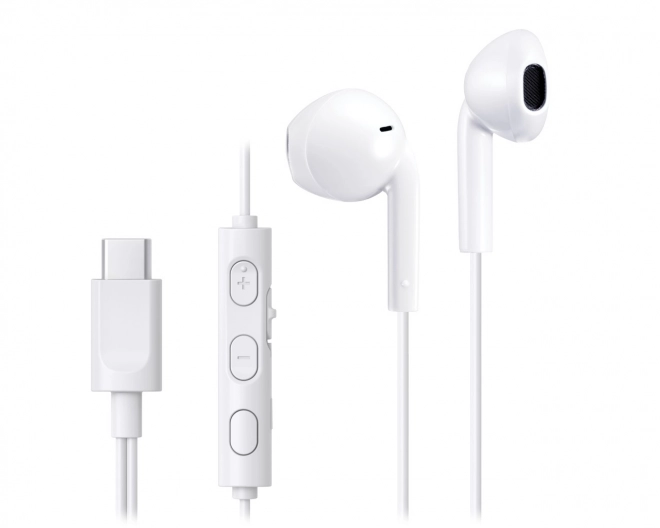 Biele USB-C slúchadlá s mikrofónom