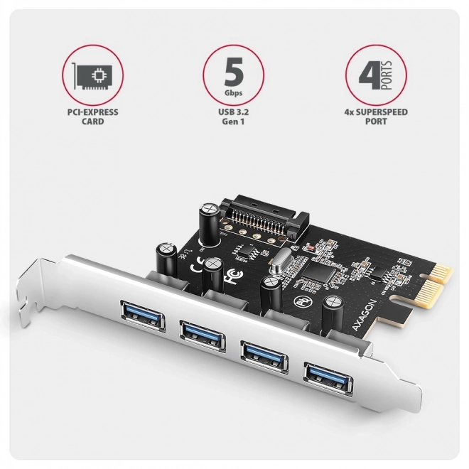 Kontrolér PCIe 4x USB 3.2 GEN 1 s čipsetom Renesas