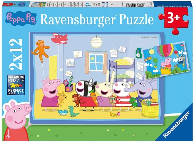 Prasiatko Peppa: Peppino dobrodružstvá puzzle 2x12 dielikov