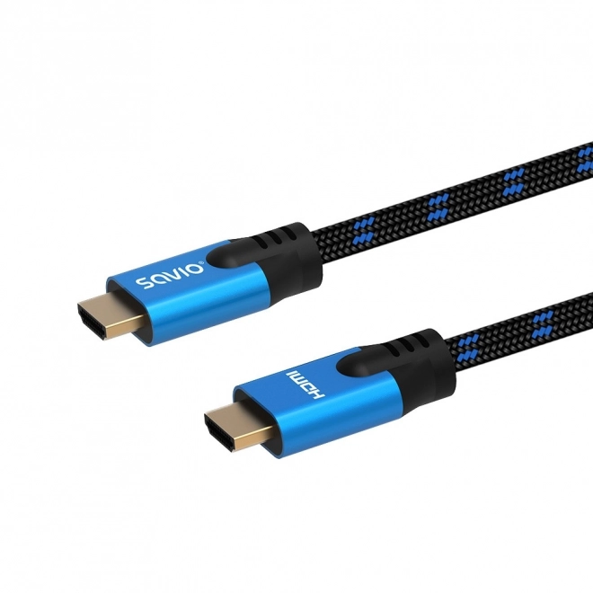 Hdmi kábel v2.1, 3m, modro-čierny s pozlátenými koncovkami