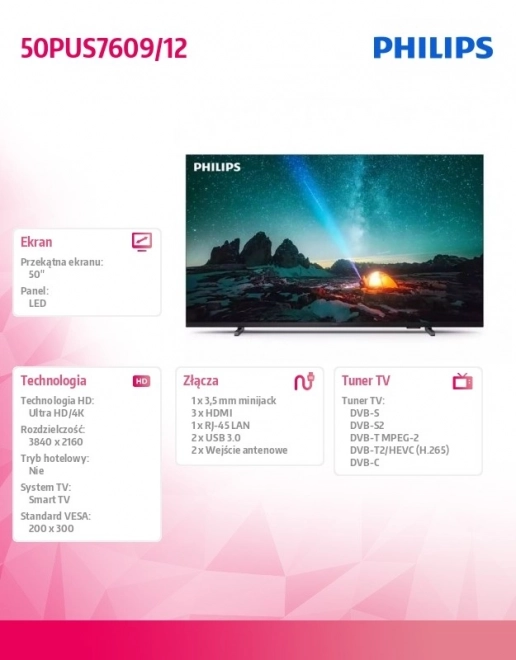 LED Televízor Philips 50 palcov