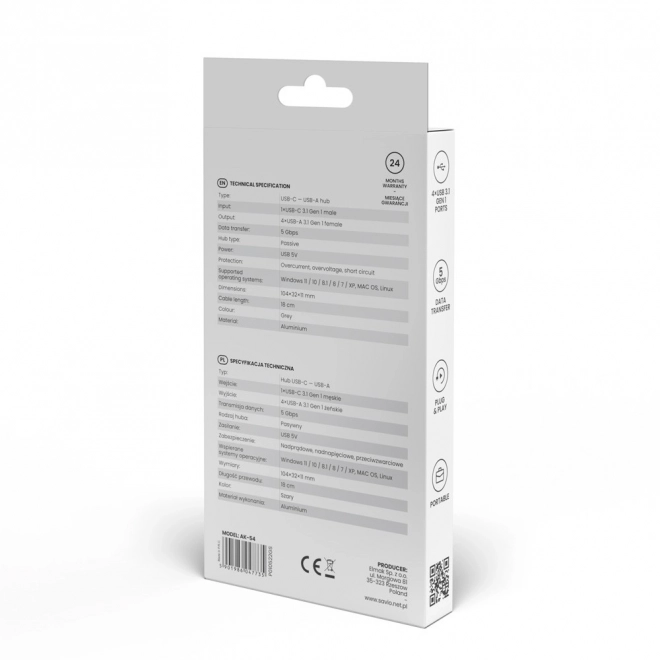 Usb hub SAVIO 4-portový AK-54