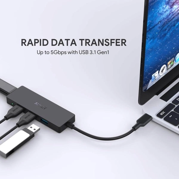Aukey ultratenký USB-C rozbočovač 4v1