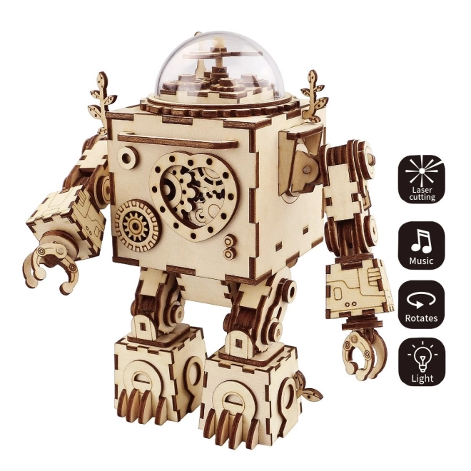 Rokr Svietiaci 3D drevené puzzle Robot Orfeus